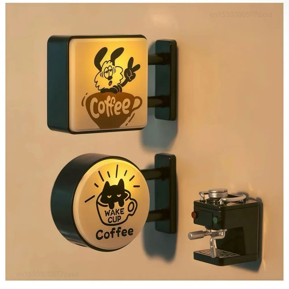 LED Coffee Bar Fridge Magnet Light Sign (Pegboard Decor)