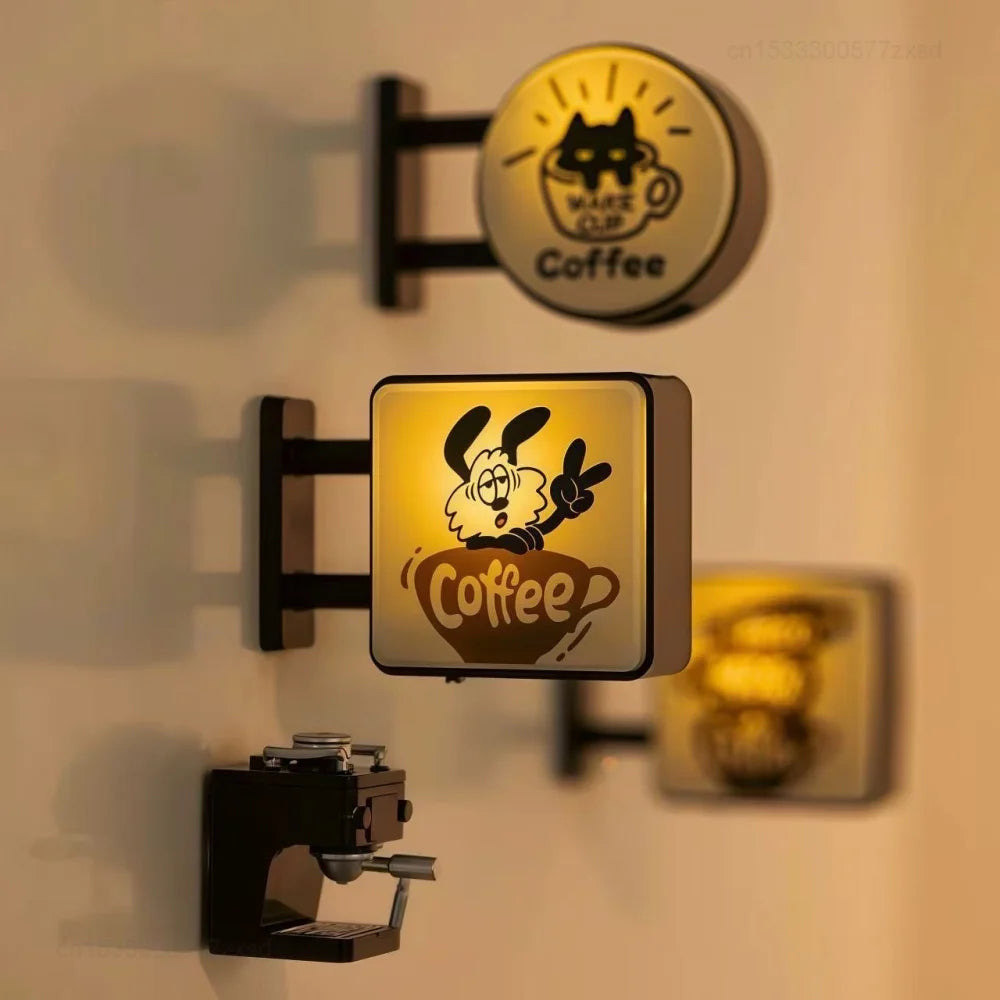 LED Coffee Bar Fridge Magnet Light Sign (Pegboard Decor)