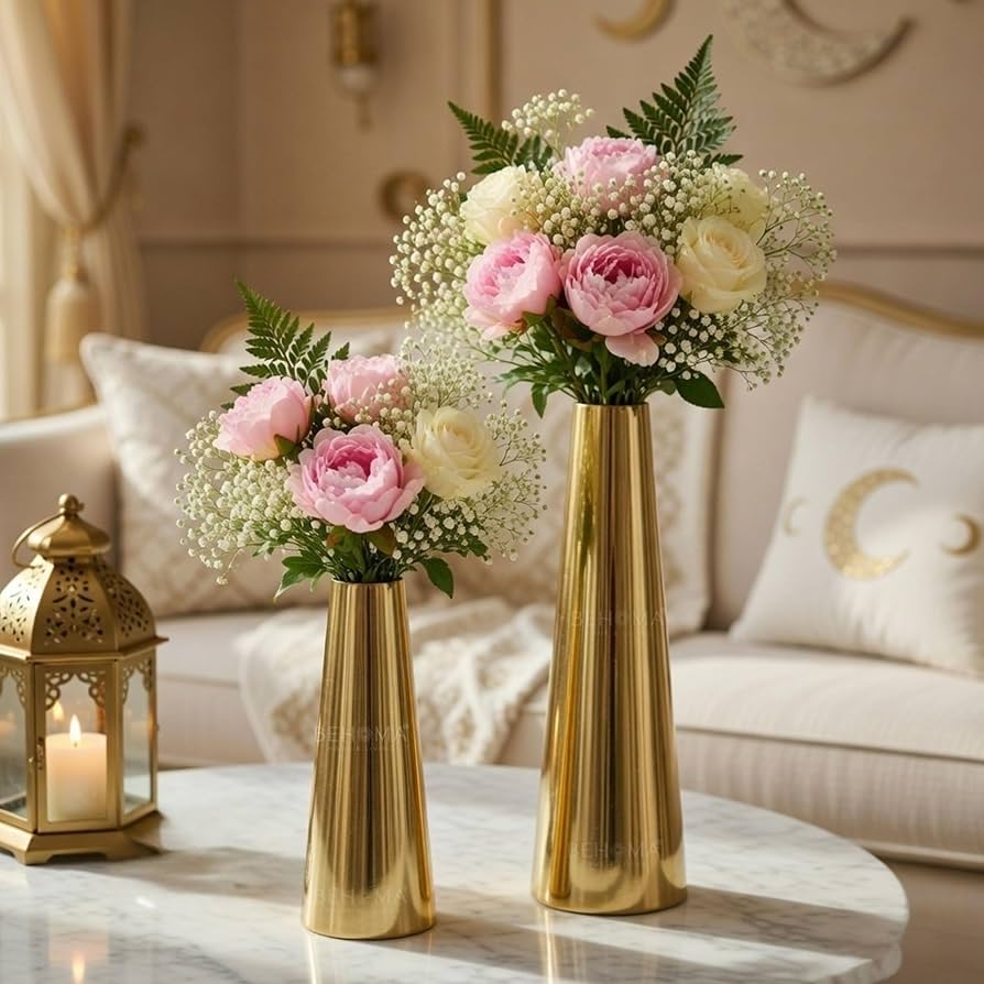 Retro Light Luxury Cone Metal Vase