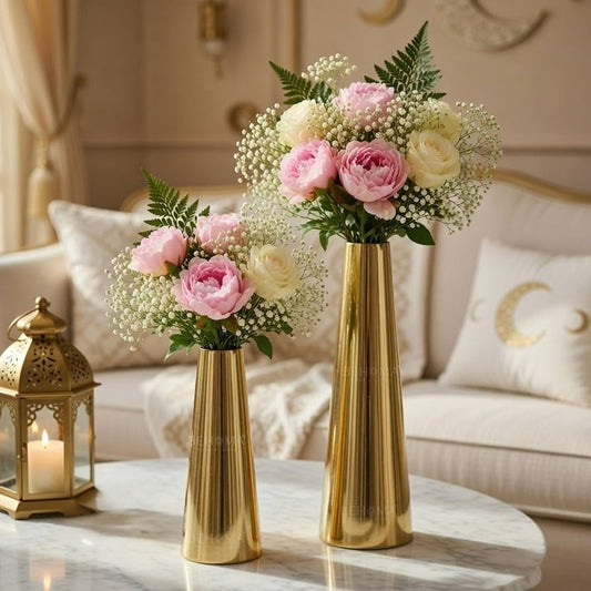 Retro Light Luxury Cone Metal Vase