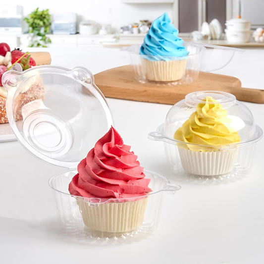 10pcs Clear Disposable Cupcake & Dessert Packaging Boxes with Lid