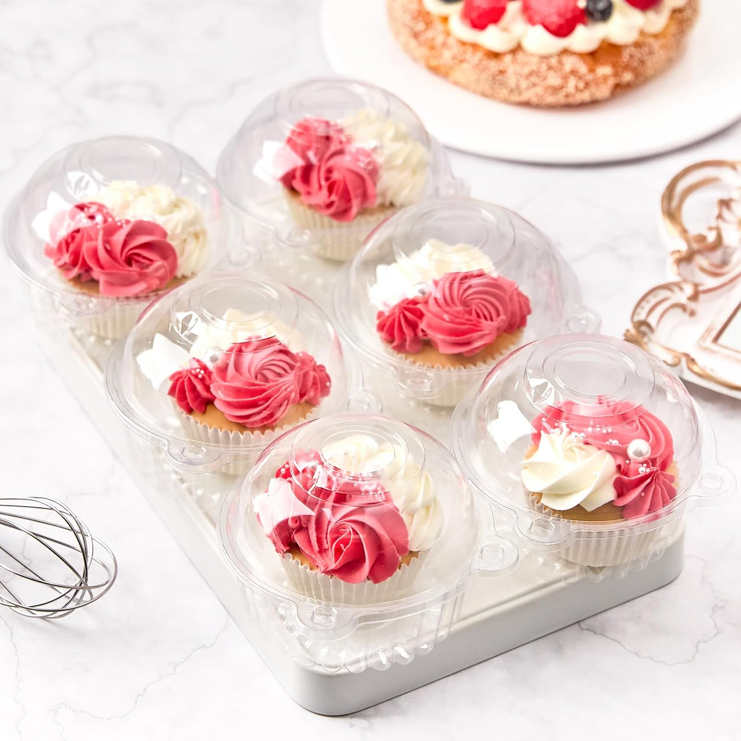 10pcs Clear Disposable Cupcake & Dessert Packaging Boxes with Lid