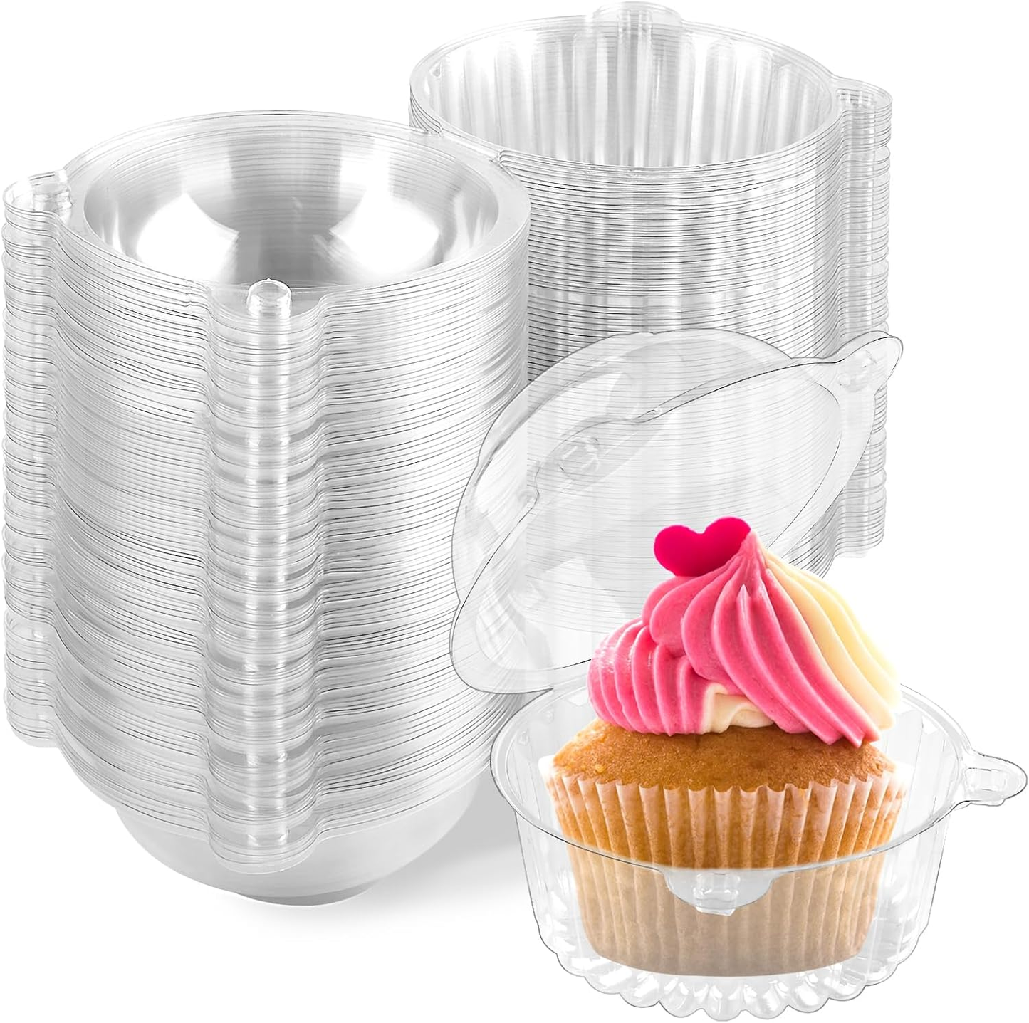 10pcs Clear Disposable Cupcake & Dessert Packaging Boxes with Lid