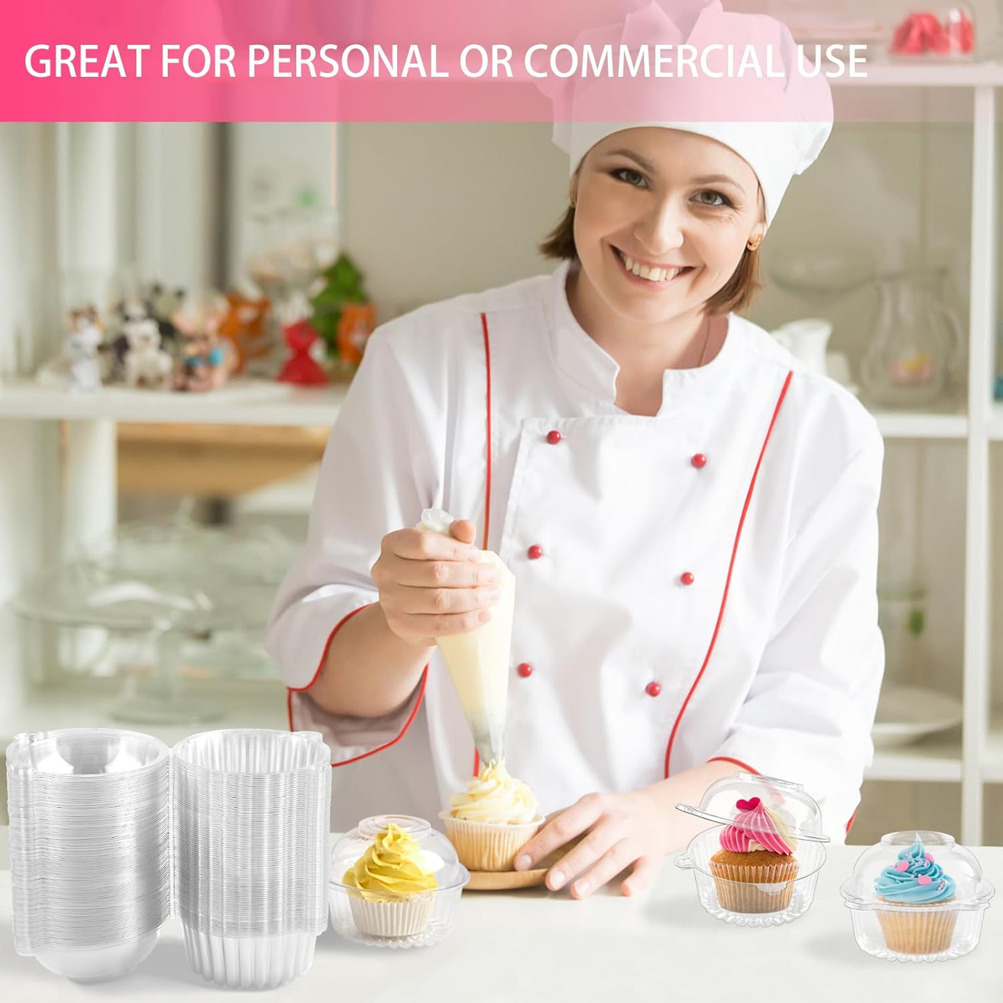 10pcs Clear Disposable Cupcake & Dessert Packaging Boxes with Lid
