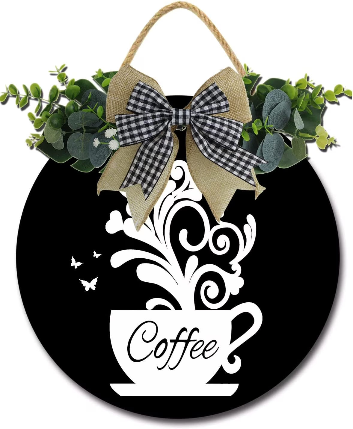 12" Coffee Sign Decor Rustic Farmhouse， Wooden Retro Plaque Coffee Bar Decor Coffee Lover Coffee Station Decor Home Office Kitchen Wall Decor