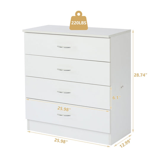 Bedroom Storage Dresser 4 Drawers with Cabinet Wood Furniture Bedroom Chest