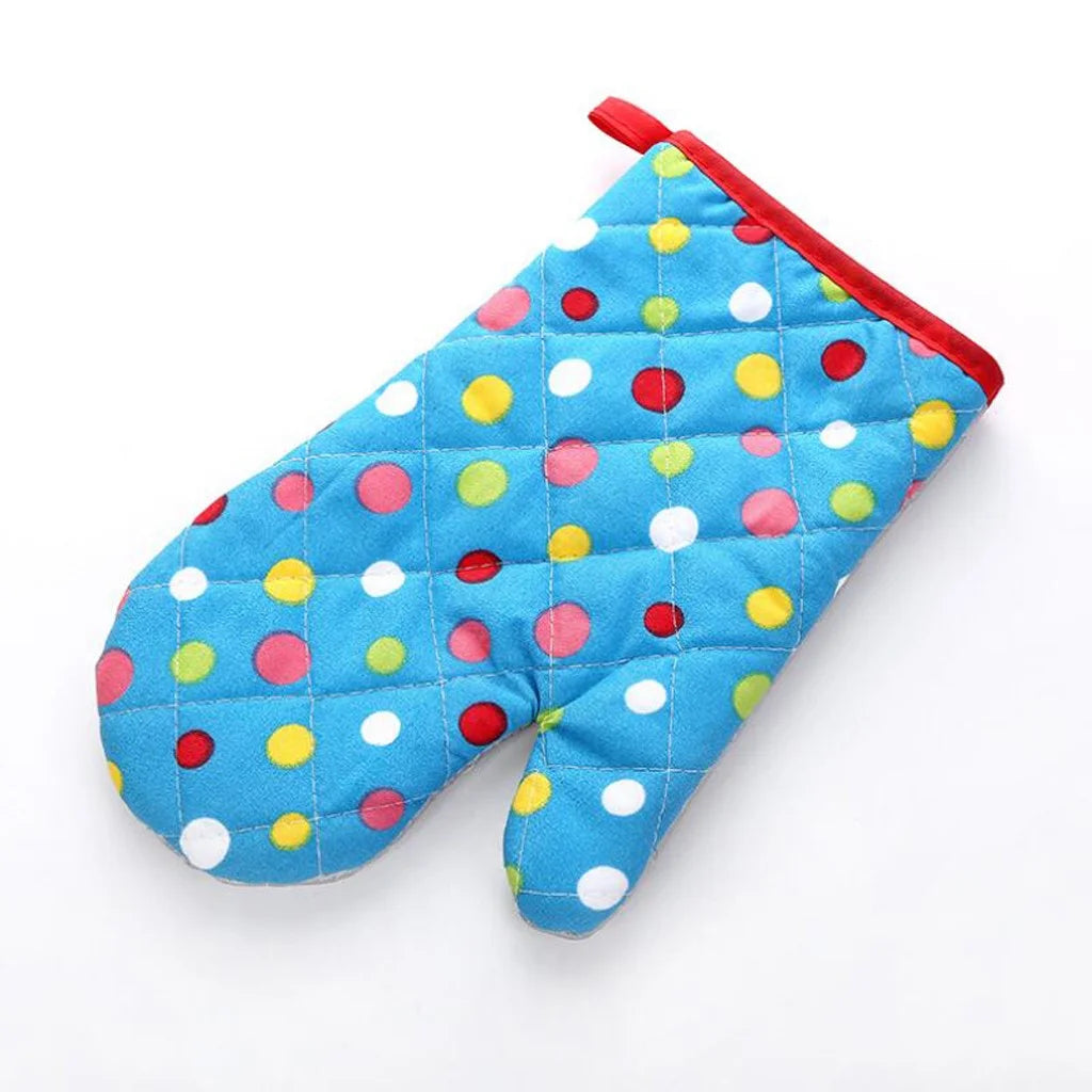 Mittens for Cooking Limited Time Offers, Kitchen Utensils Set Heat Insulation Anti-Scalding High Temperature Resistant Microwave Oven Gloves Blue (Big Dots) Closeout Clearance Sale
