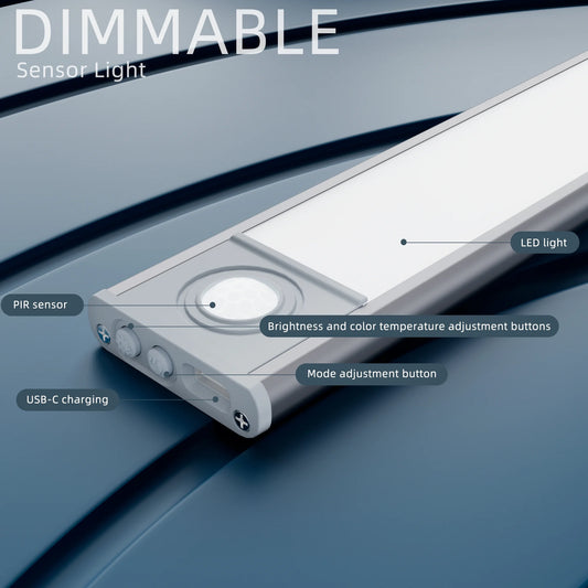 34 LED under Cabinet Lights, USB Rechargeable Closet Lighting Kit with Motion Sensor and Magnetic Strip for Wardrobe, Kitchen Wireless Lighting,2 Pack