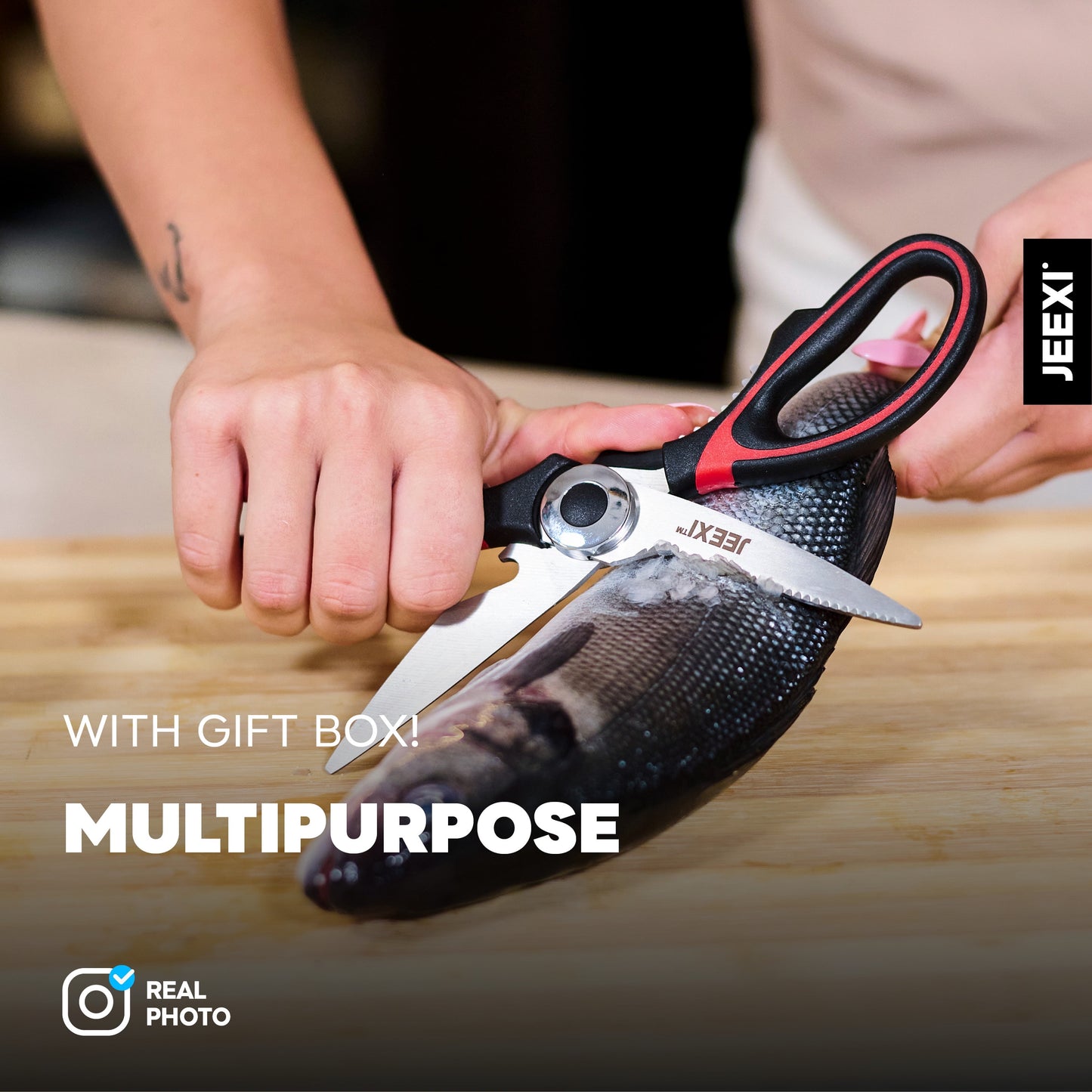 3 Pack Kitchen Scissors, Ultra-Sharp Premium Stainless Steel Heavy Duty Kitchen Shears & Multi Purpose Poultry Shears for Chicken, Poultry, Fish, Meat, Vegetables, Herbs, Bottle Opener, Nuts Cracker