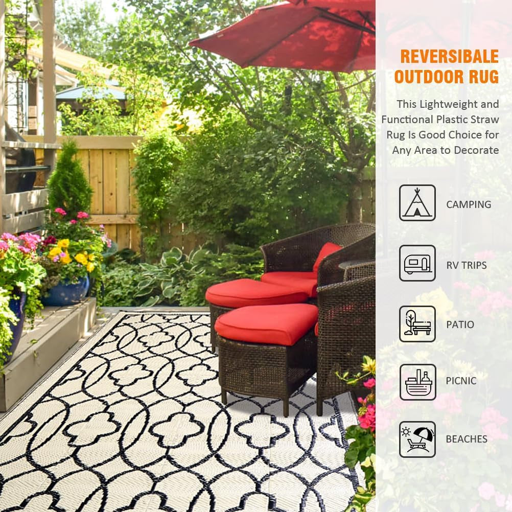 Outdoor Rugs Reversible Mats - 5'X8' for Patios Clearance Plastic Straw Waterpro