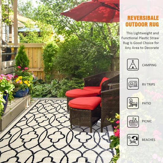 Outdoor Rugs Reversible Mats - 5'X8' for Patios Clearance Plastic Straw Waterpro