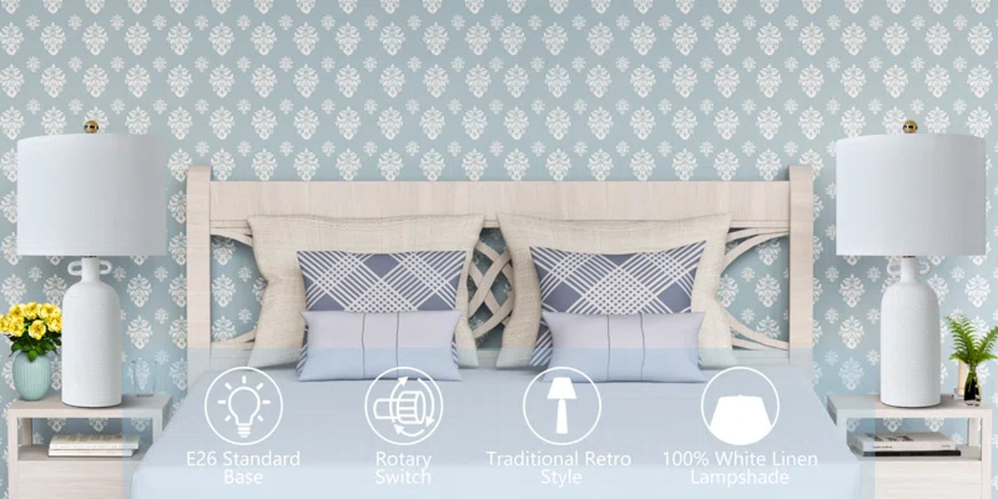 24'' White Ceramic Table Lamp (Set of 2)