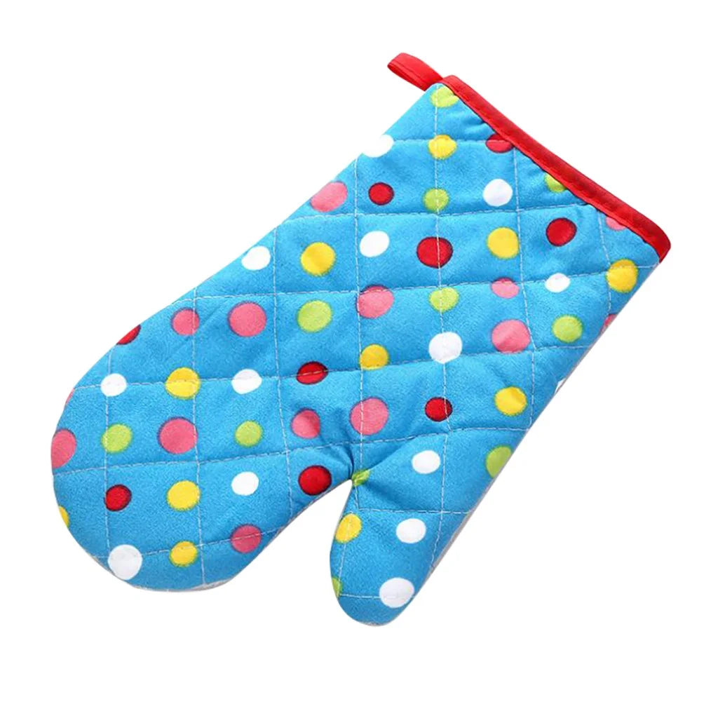 Mittens for Cooking Limited Time Offers, Kitchen Utensils Set Heat Insulation Anti-Scalding High Temperature Resistant Microwave Oven Gloves Blue (Big Dots) Closeout Clearance Sale