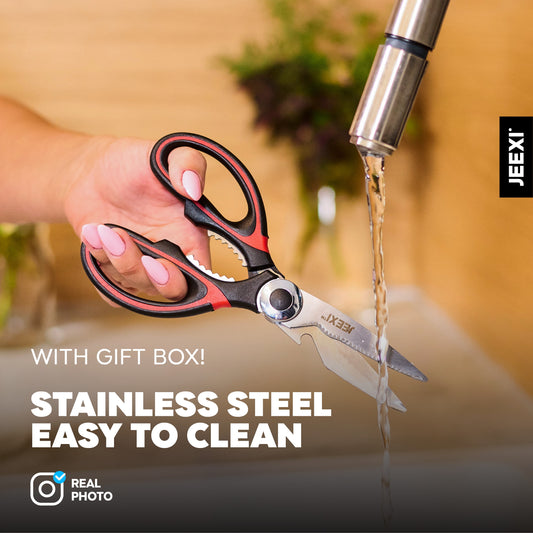 3 Pack Kitchen Scissors, Ultra-Sharp Premium Stainless Steel Heavy Duty Kitchen Shears & Multi Purpose Poultry Shears for Chicken, Poultry, Fish, Meat, Vegetables, Herbs, Bottle Opener, Nuts Cracker