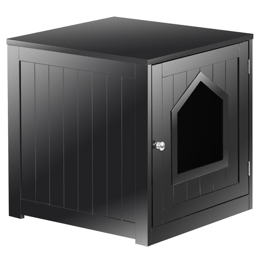 Wooden Cat Litter Box Enclosure Cat House Indoor Pet House Furniture Black