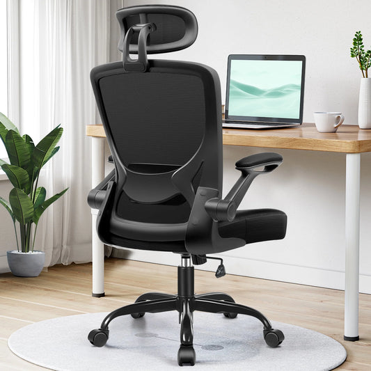 Office Chair Ergonomic Desk Chair, High Back Gaming Chair, Big and Tall Reclining Comfy Home Office Chair Lumbar Support Breathable Mesh Computer Chair Adjustable Armrests 400LBS (Black)
