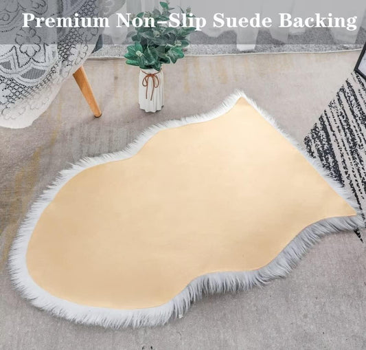 2X3 Ft Faux Fur Rug White Sheepskin Chair Cover for Bedroom Sofa Living Room