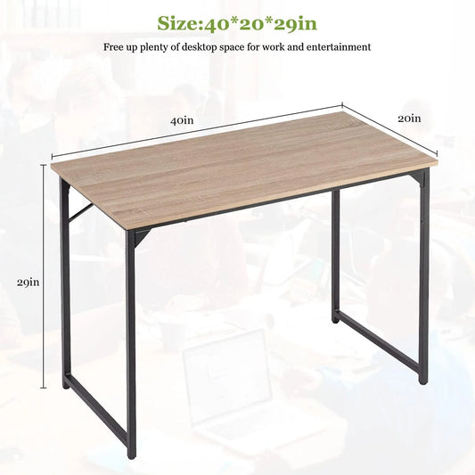 39 Inch Computer Desk,Sturdy Laptop Table for Home Office for Adults, Nature