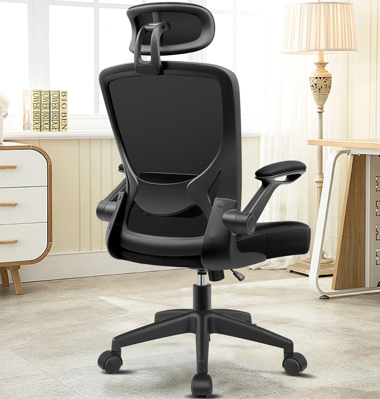 Office Chair Ergonomic Desk Chair, High Back Gaming Chair, Big and Tall Reclining Comfy Home Office Chair Lumbar Support Breathable Mesh Computer Chair Adjustable Armrests 400LBS (Black)