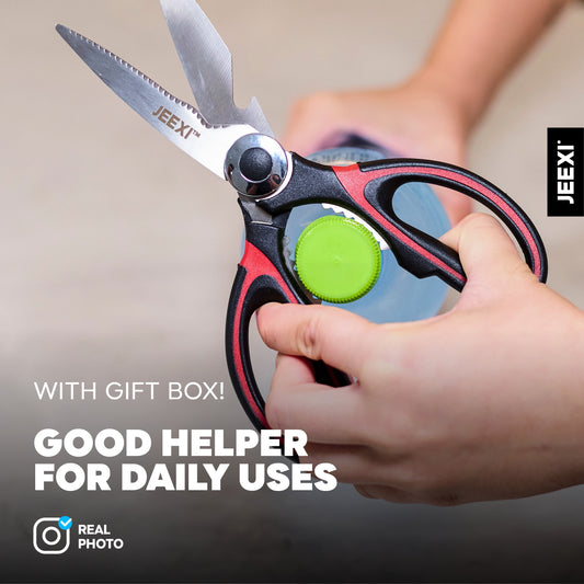 3 Pack Kitchen Scissors, Ultra-Sharp Premium Stainless Steel Heavy Duty Kitchen Shears & Multi Purpose Poultry Shears for Chicken, Poultry, Fish, Meat, Vegetables, Herbs, Bottle Opener, Nuts Cracker