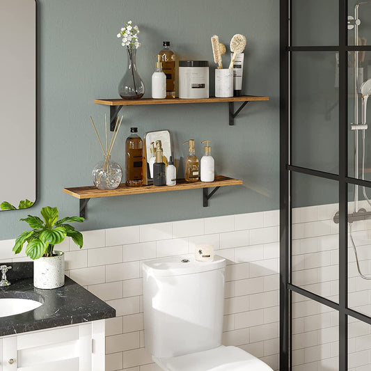 Long Wall Shelves 31.5 Inch Wall Mounted Shelves 2 Pack Easy-To-Instal