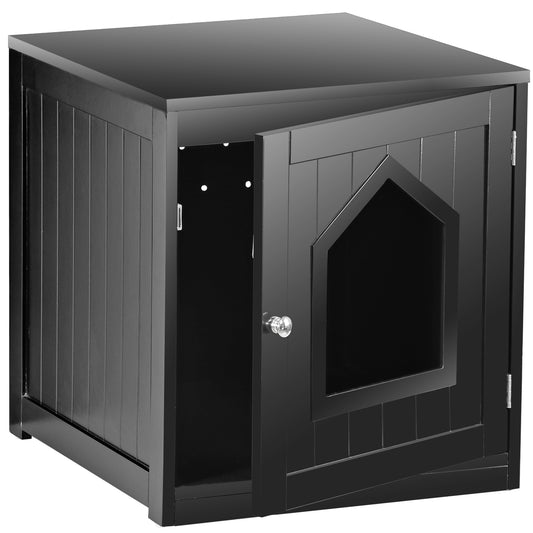 Wooden Cat Litter Box Enclosure Cat House Indoor Pet House Furniture Black
