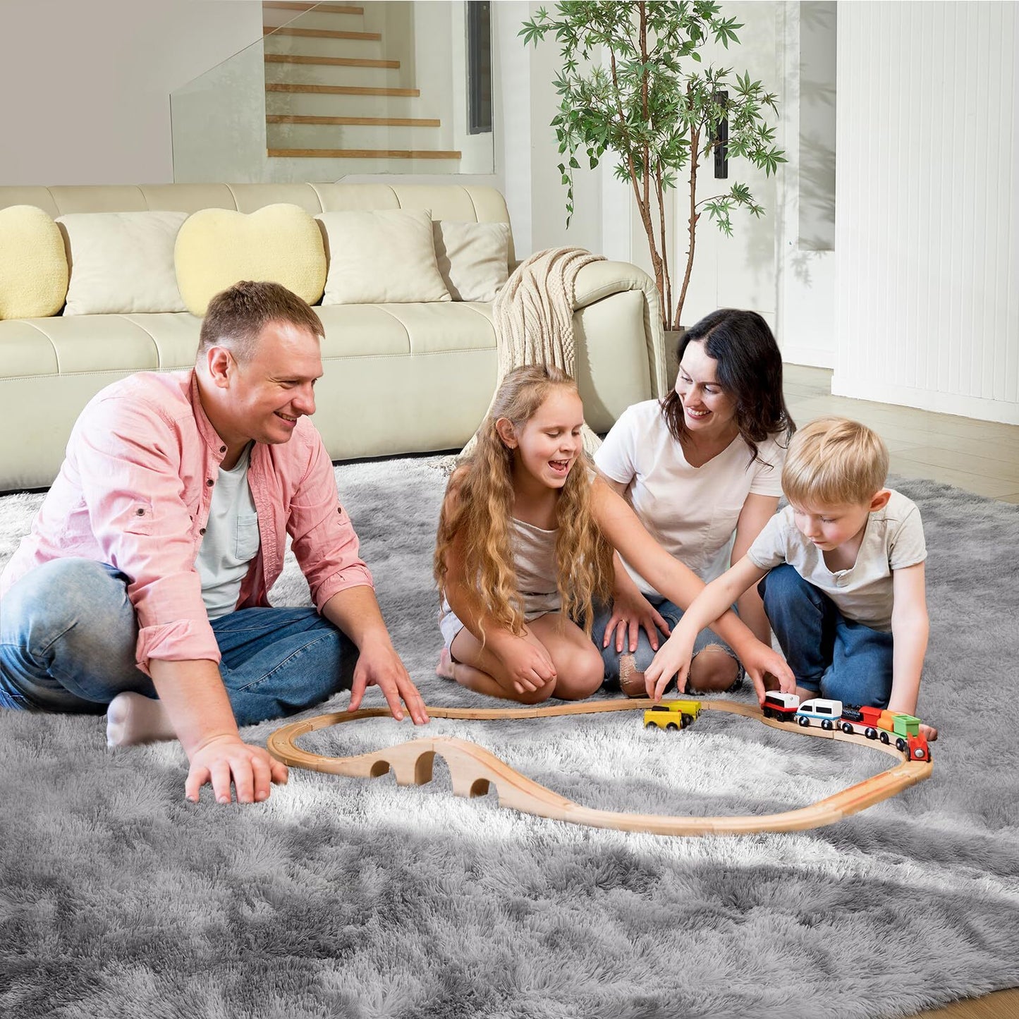 Ultra Soft Rug for Living Room, 4X6 Fluffy Shag Area Rug for Bedroom, Modern ...