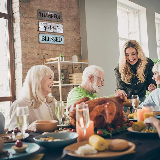 Farmhouse Home Sign Wall Decor Family Wall Decor for Living Room 3 Pieces Grateful Thankful Blessed Wall Art Decor 16"X5" Inspirational Family Quotes Wall Decor Family Signs