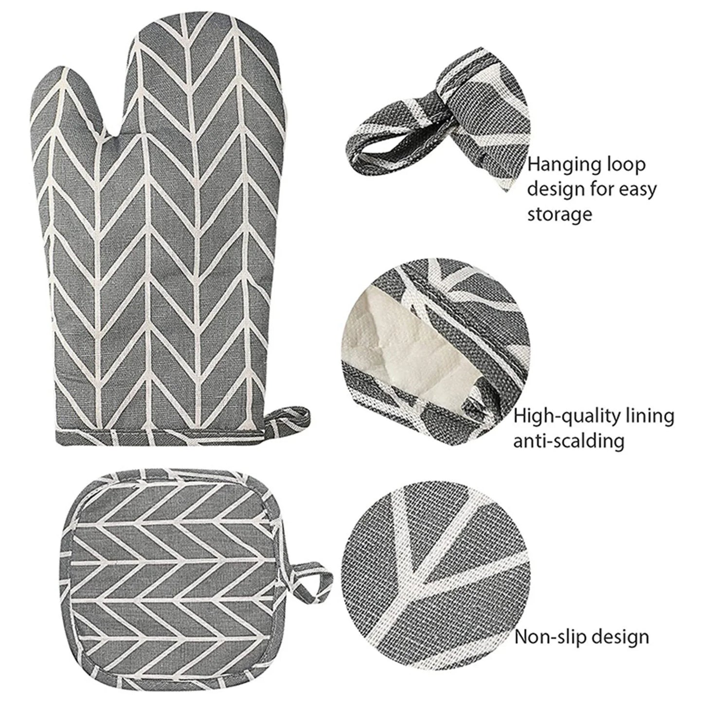 Kitchen Clearance Kitchen Organizers and Storage Set of 6 Oven Mitts and Pot Holders Kitchen Microwave Mitts Heat Oven Mittens and Oven Hot Mitts Pad for Cooking Grey