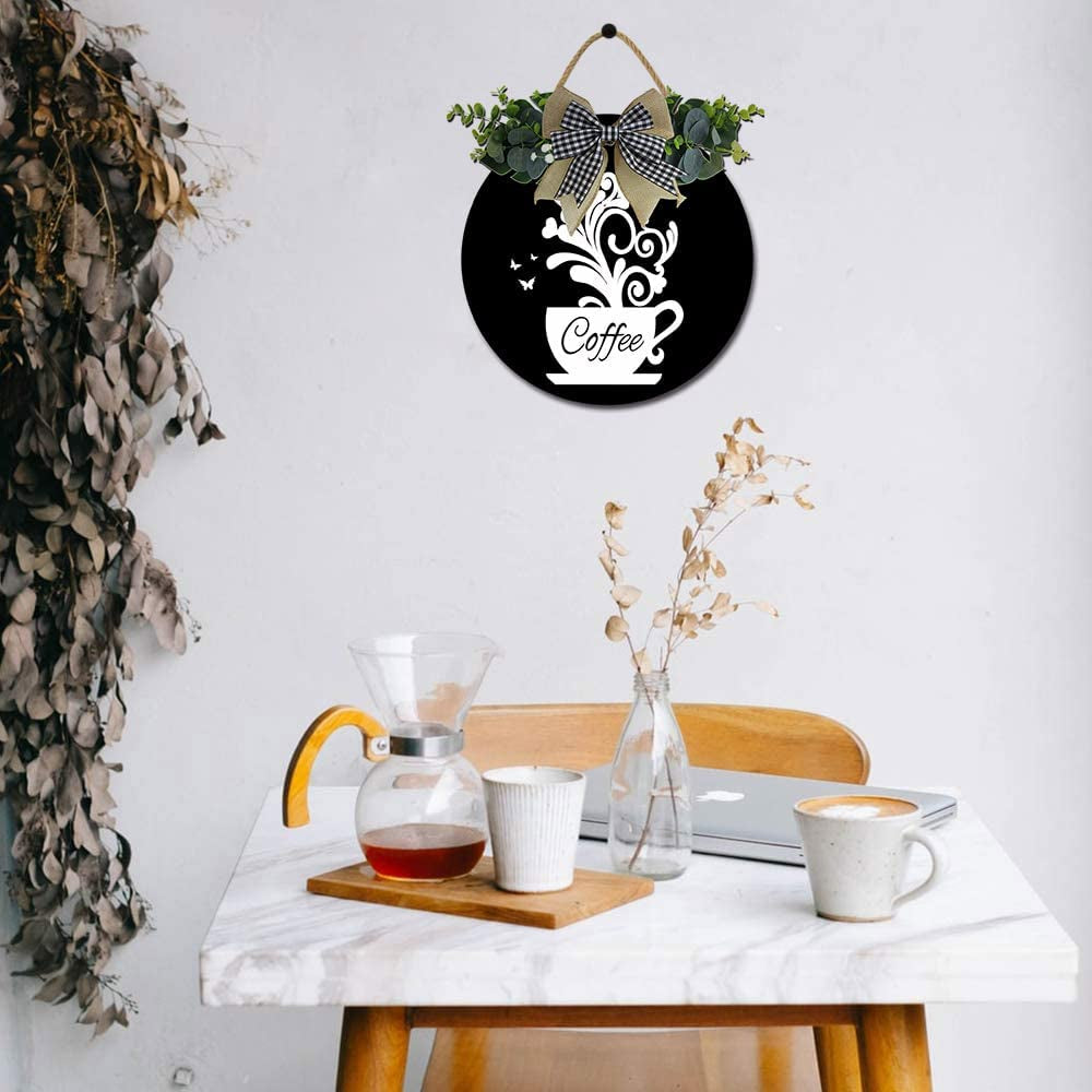 12" Coffee Sign Decor Rustic Farmhouse， Wooden Retro Plaque Coffee Bar Decor Coffee Lover Coffee Station Decor Home Office Kitchen Wall Decor