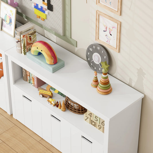Kids Toy Storage, Cubes Storage Bins with 3 Drawers, White Toy Box with Shelves and Wheels