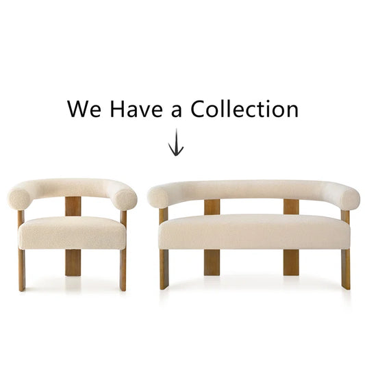 31" Wide Boucle Upholstered Back Tripod Wood Accent Chair