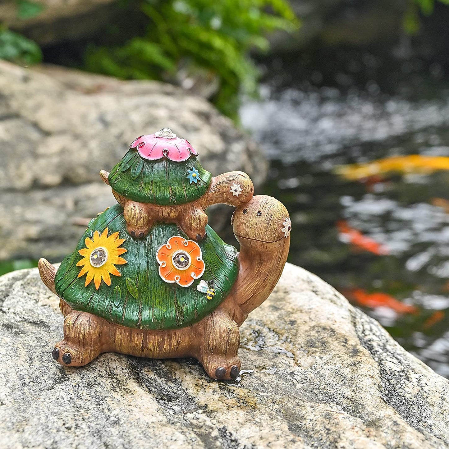Turtle Garden Statues, 6.5'' Solar Garden Resin Figurines, Animal Lawn Ornaments for Yard Garden Decor, Gifts for Mom