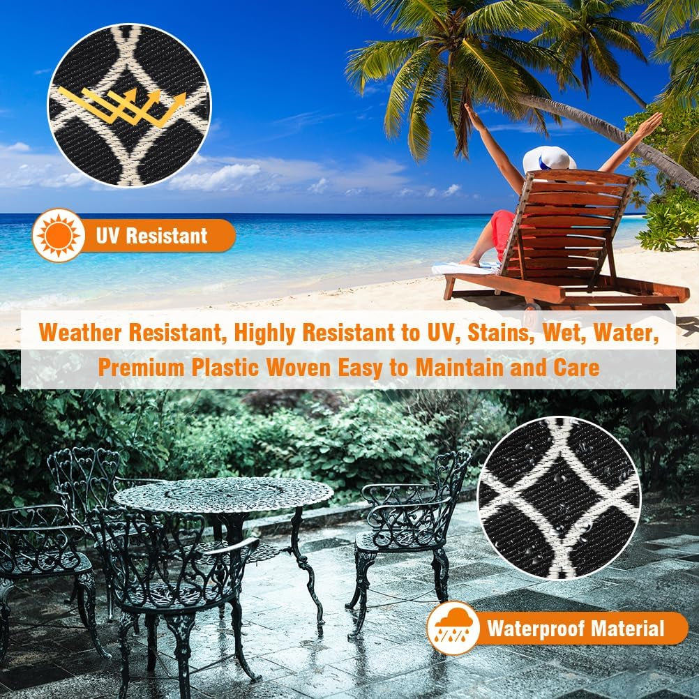 Outdoor Rugs Reversible Mats - 5'X8' for Patios Clearance Plastic Straw Waterpro