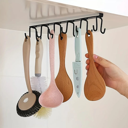 Multifunction 6-Hook Under-Shelf Coffee Mug Holder (Kitchen Organizer Rack)