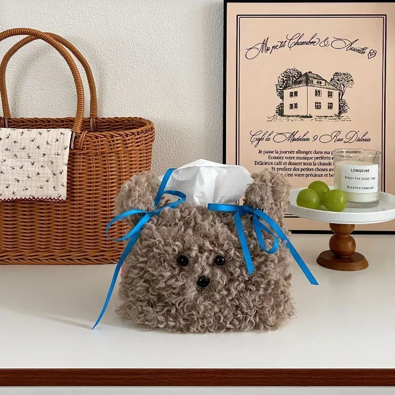 Nordic Plush Cartoon Dog Tissue Box Holder (Napkin Storage Bag)