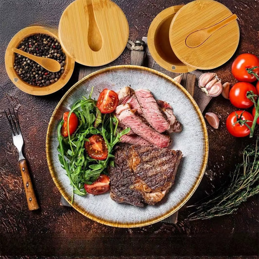 Bamboo Seasoning Jar Set (Salt, Sugar & Spice Containers)