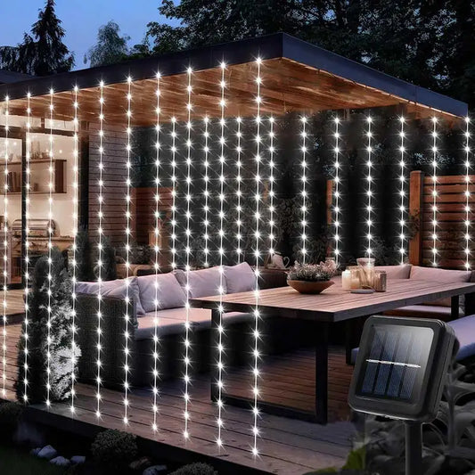 Courtyard Solar Curtain Fairy Lights