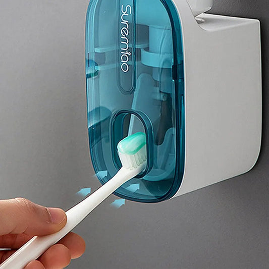 Automatic Wall-Mount Toothpaste Dispenser & Toothbrush Holder (1 PCS)
