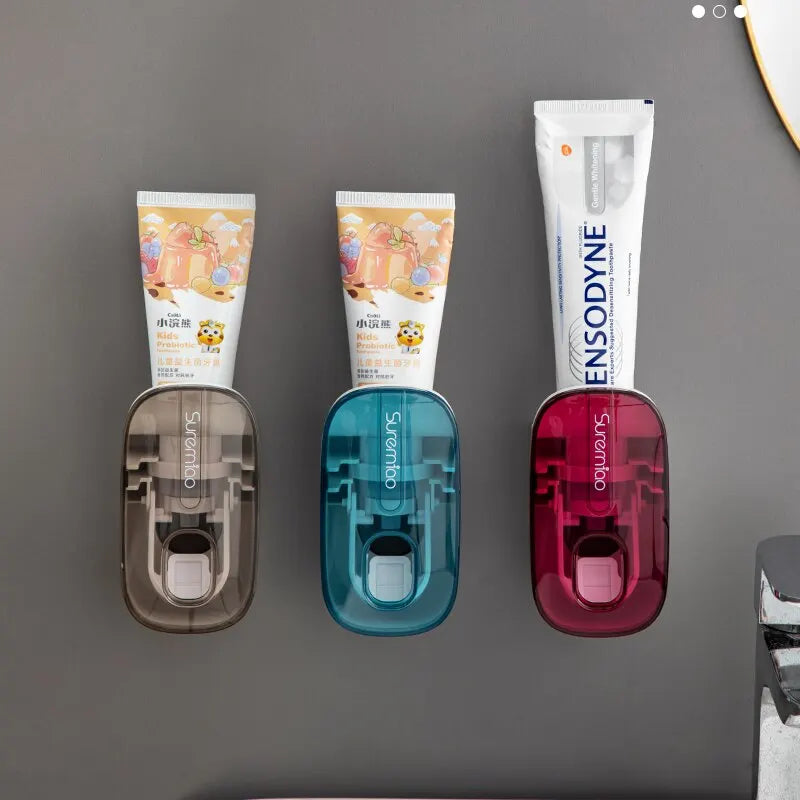 Automatic Wall-Mount Toothpaste Dispenser & Toothbrush Holder (1 PCS)