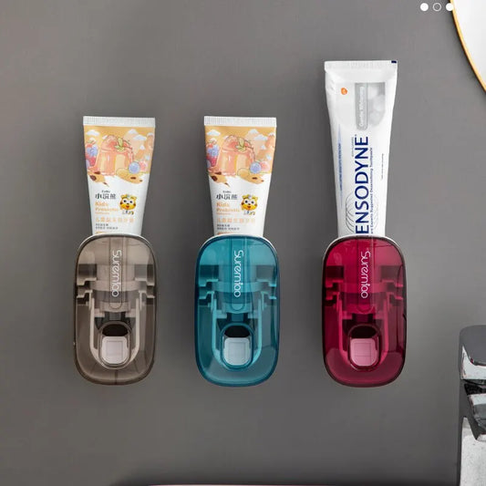 Automatic Wall-Mount Toothpaste Dispenser & Toothbrush Holder (1 PCS)