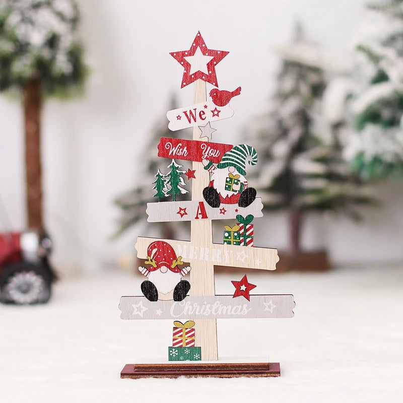Desktop Christmas Tree Santa Claus Wooden Plaque Ornament
