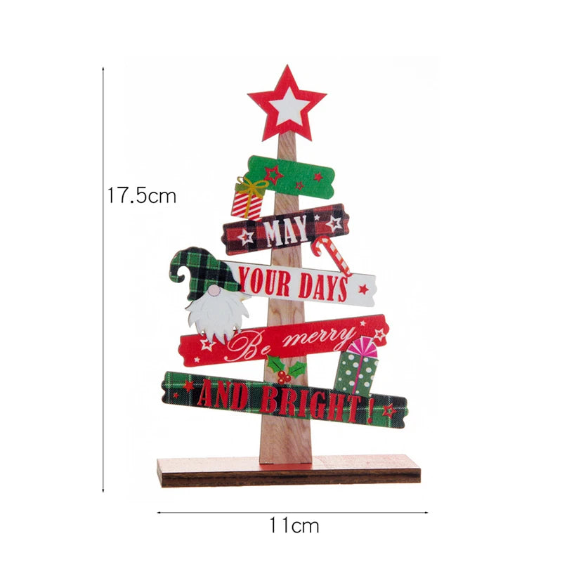 Desktop Christmas Tree Santa Claus Wooden Plaque Ornament